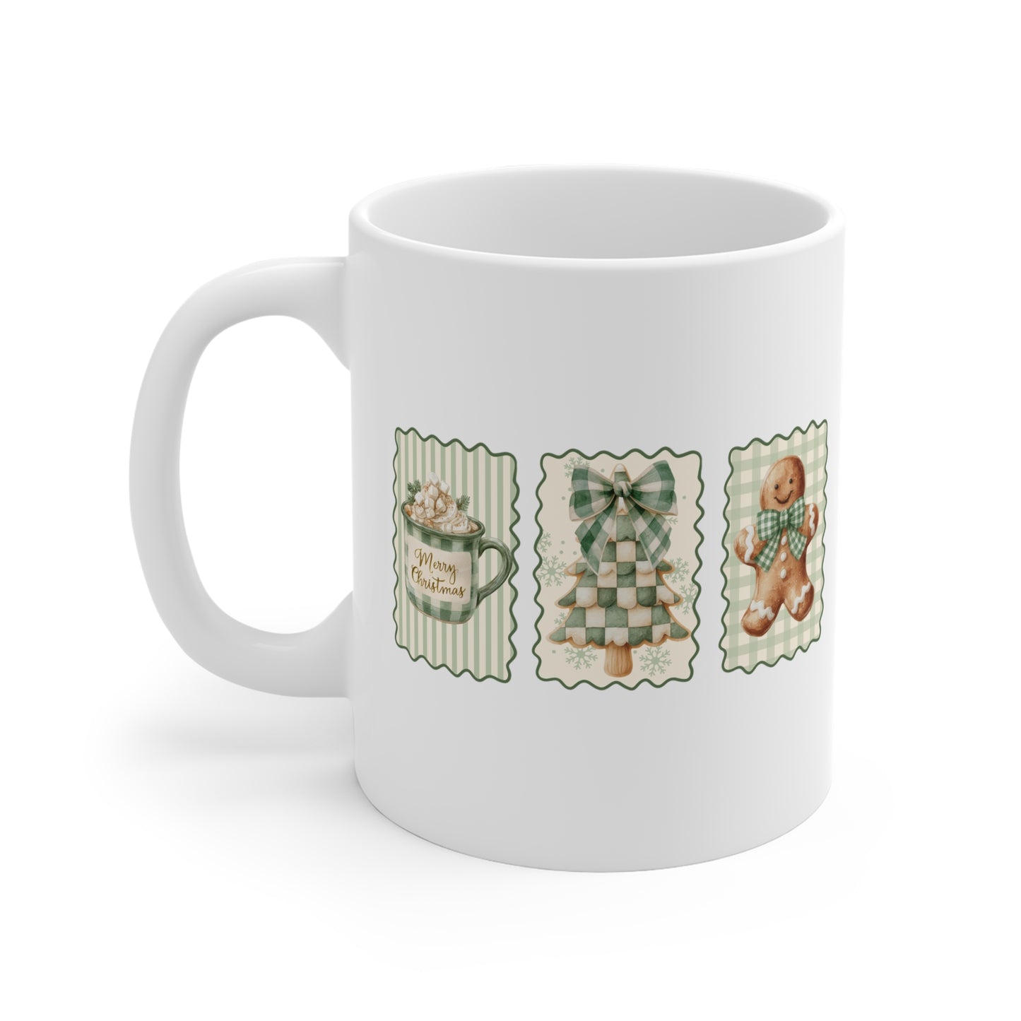 Hot Chocolate Trees & Gingerbread Ceramic Mug 11 oz