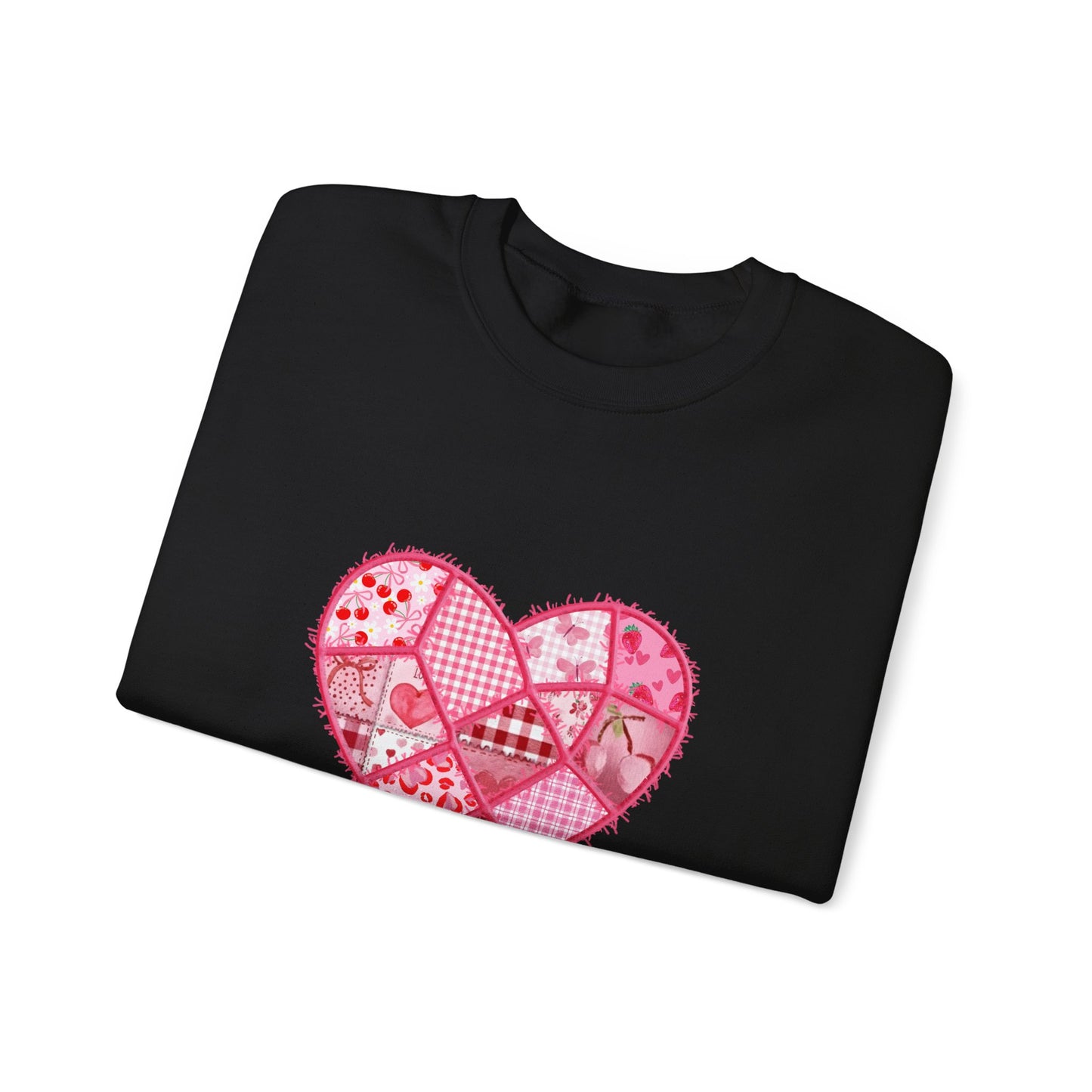 Valentine Patchwork Heart Crewneck Sweatshirt