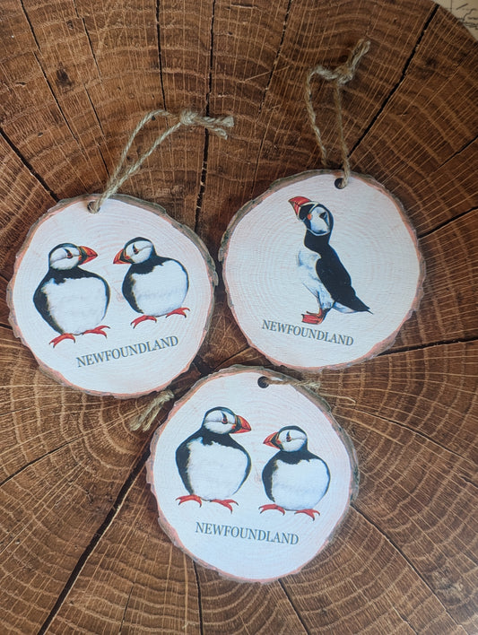 Puffin Wood Slice Ornament