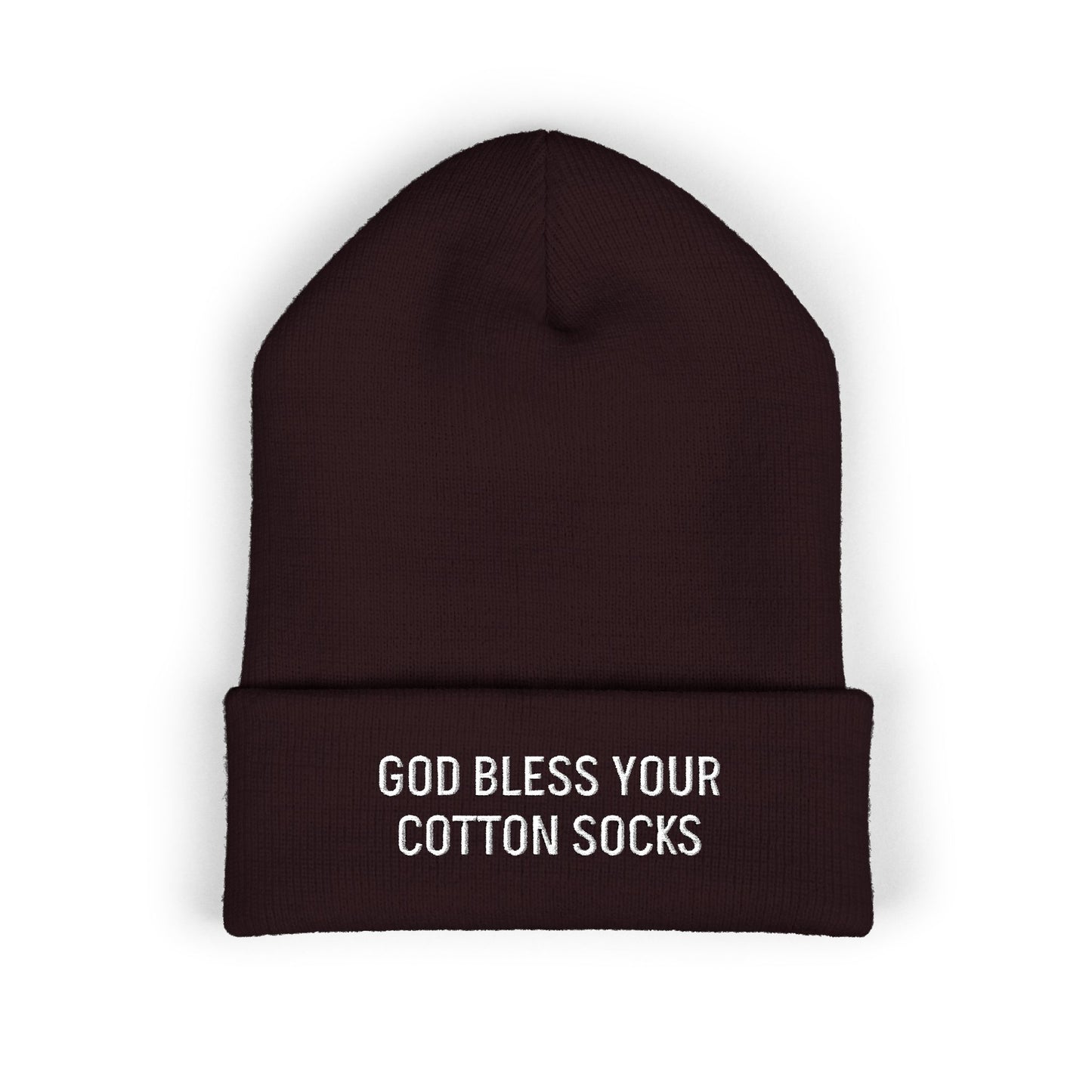 God Bless Your Cotton Socks Cuffed Beanie (Embroidery)