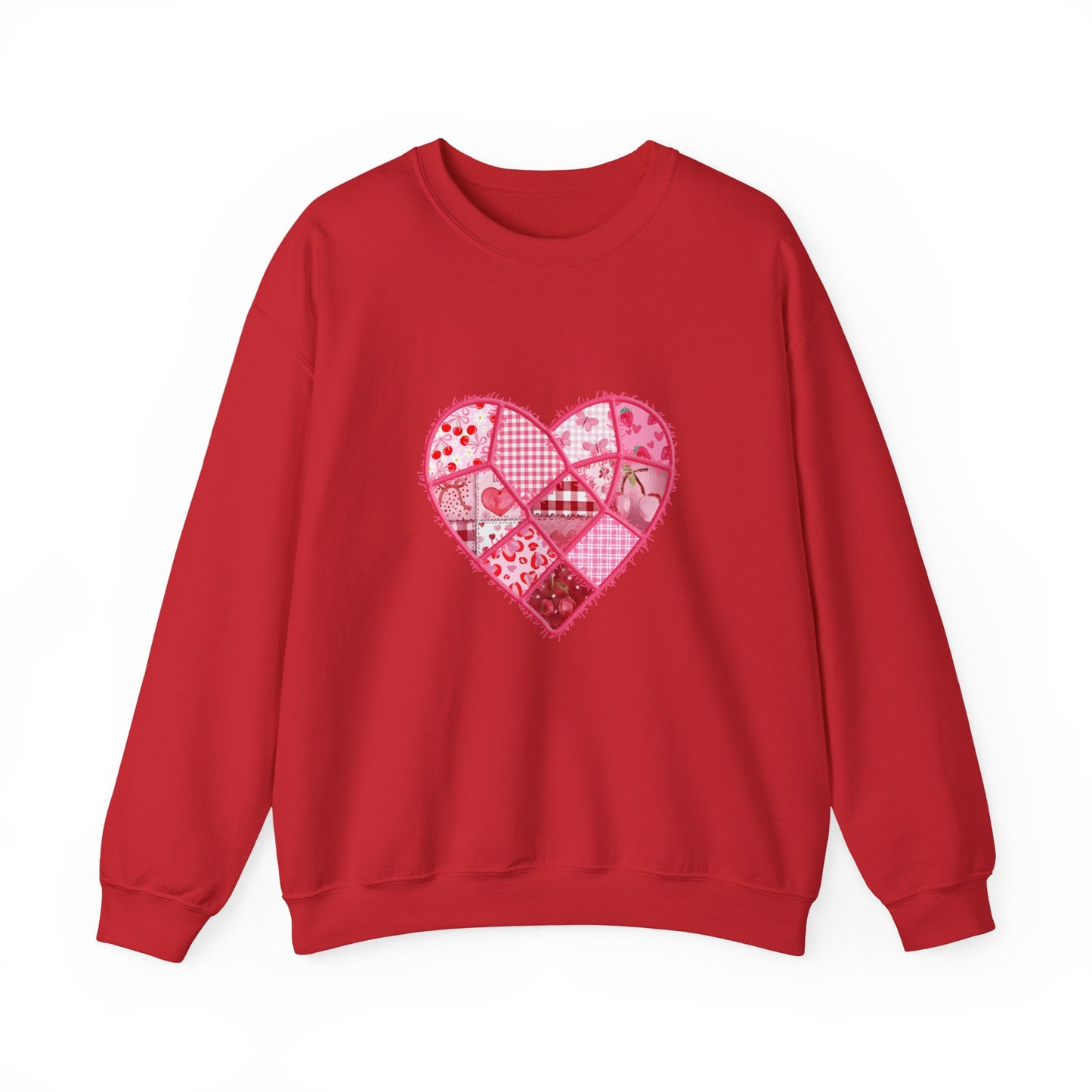 Valentine Patchwork Heart Crewneck Sweatshirt