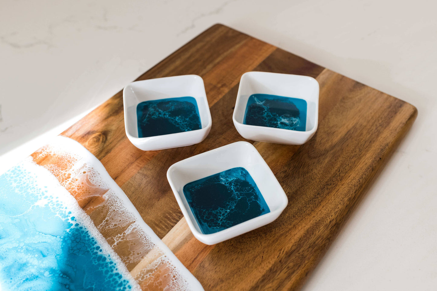Resin Accented Ceramic Dipping Bowl - Ocean Vibes
