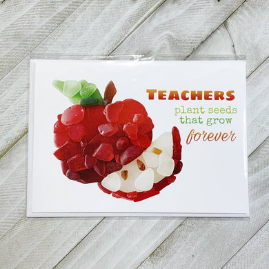 Thank you teacher sea glass greeting card, teacher card