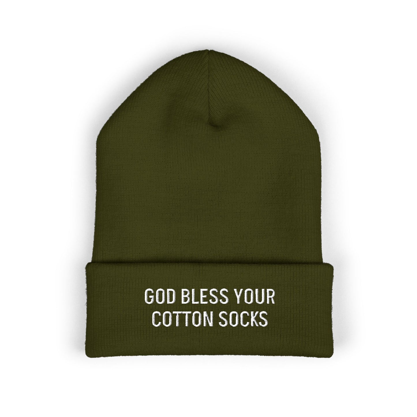 God Bless Your Cotton Socks Cuffed Beanie (Embroidery)
