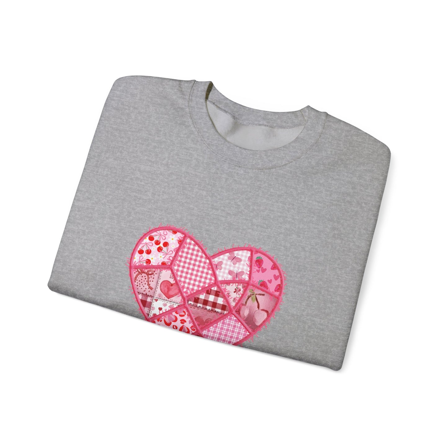 Valentine Patchwork Heart Crewneck Sweatshirt