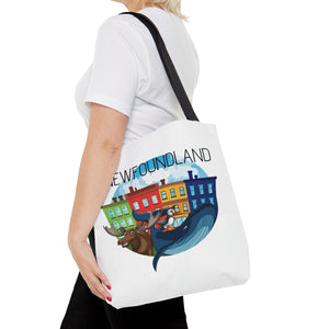 Whales Puffins Moose Rowhouse Newfoundland Tote Bag