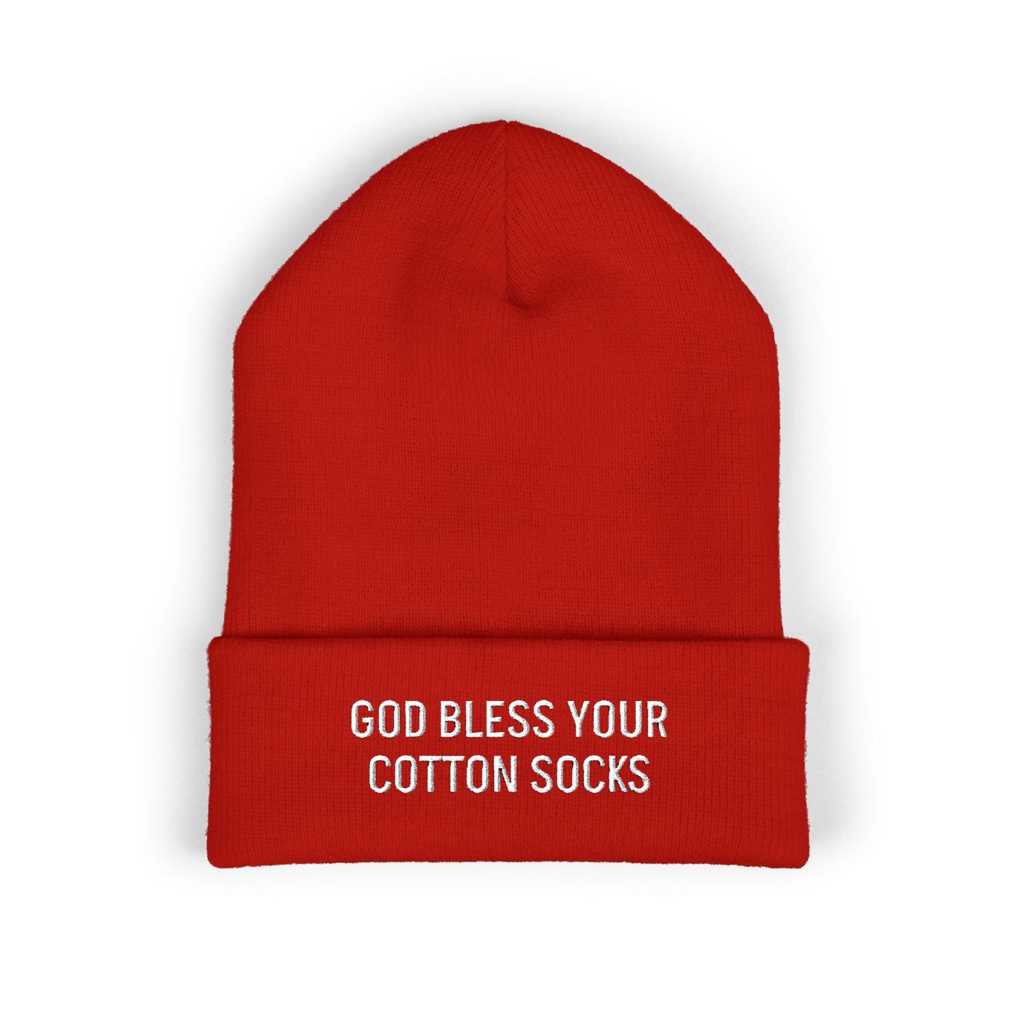God Bless Your Cotton Socks Cuffed Beanie (Embroidery)