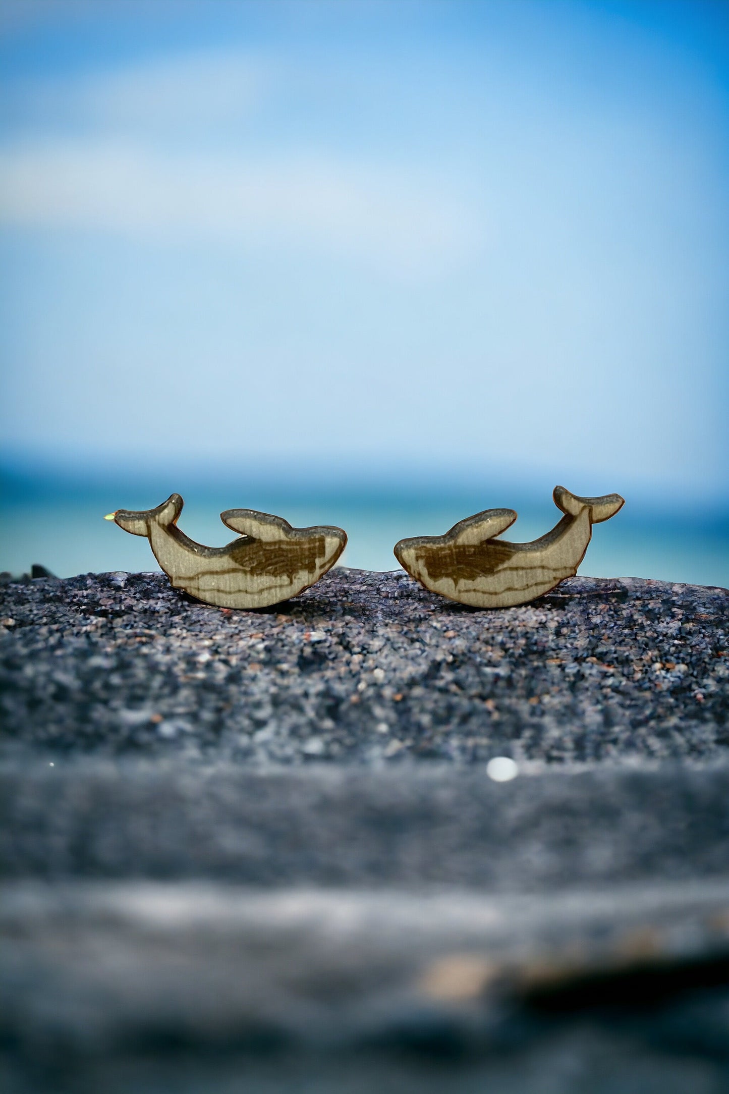 Wooden Humpback Whale Earrings