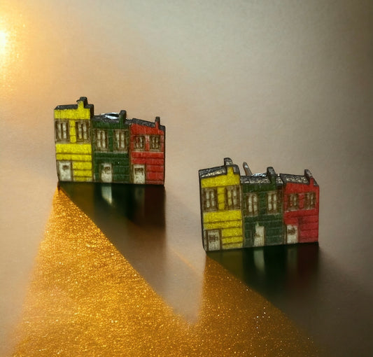 Wooden Rowhouse Earrings