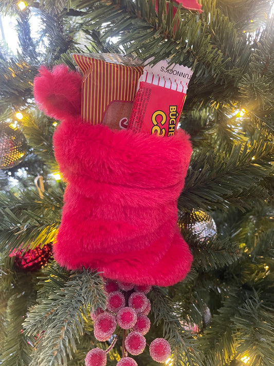 Newfie Christmas Mini Stocking - Red Plush