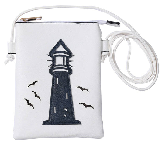 Lighthouse cross body cell phone bag - White