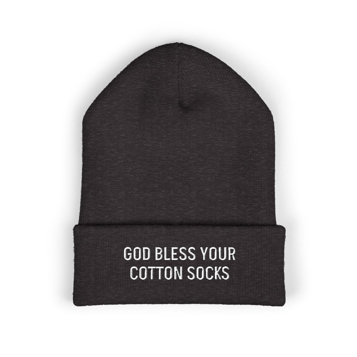 God Bless Your Cotton Socks Cuffed Beanie (Embroidery)