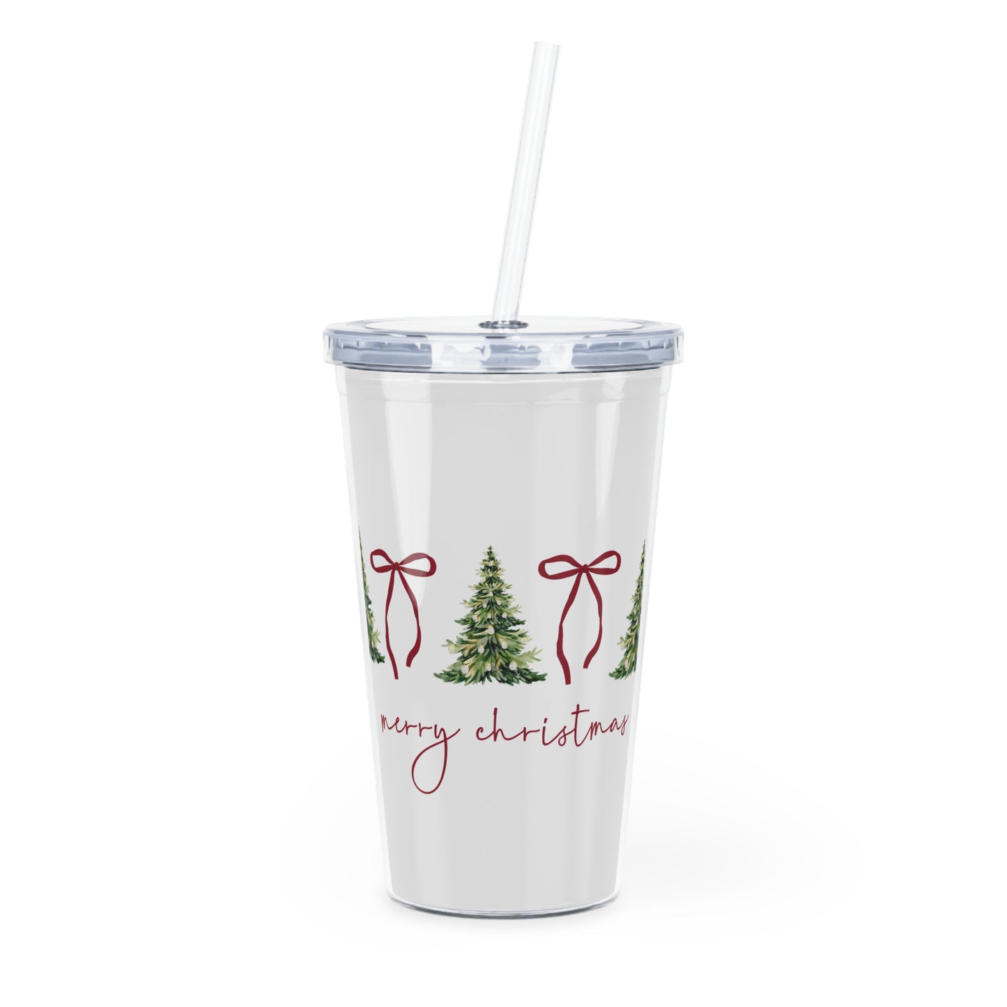 Merry Christmas Tumbler with Straw