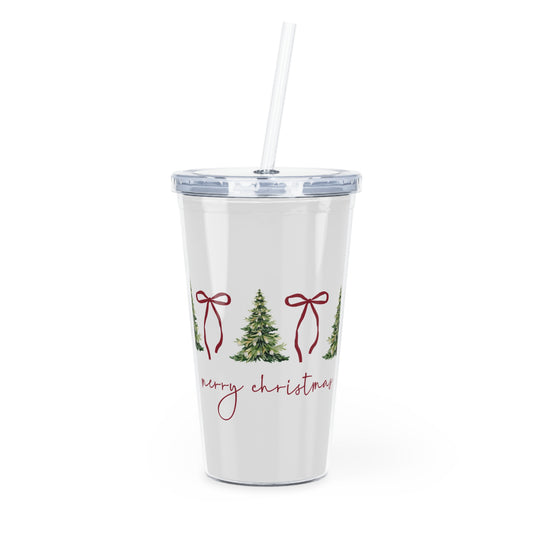 Merry Christmas Tumbler with Straw