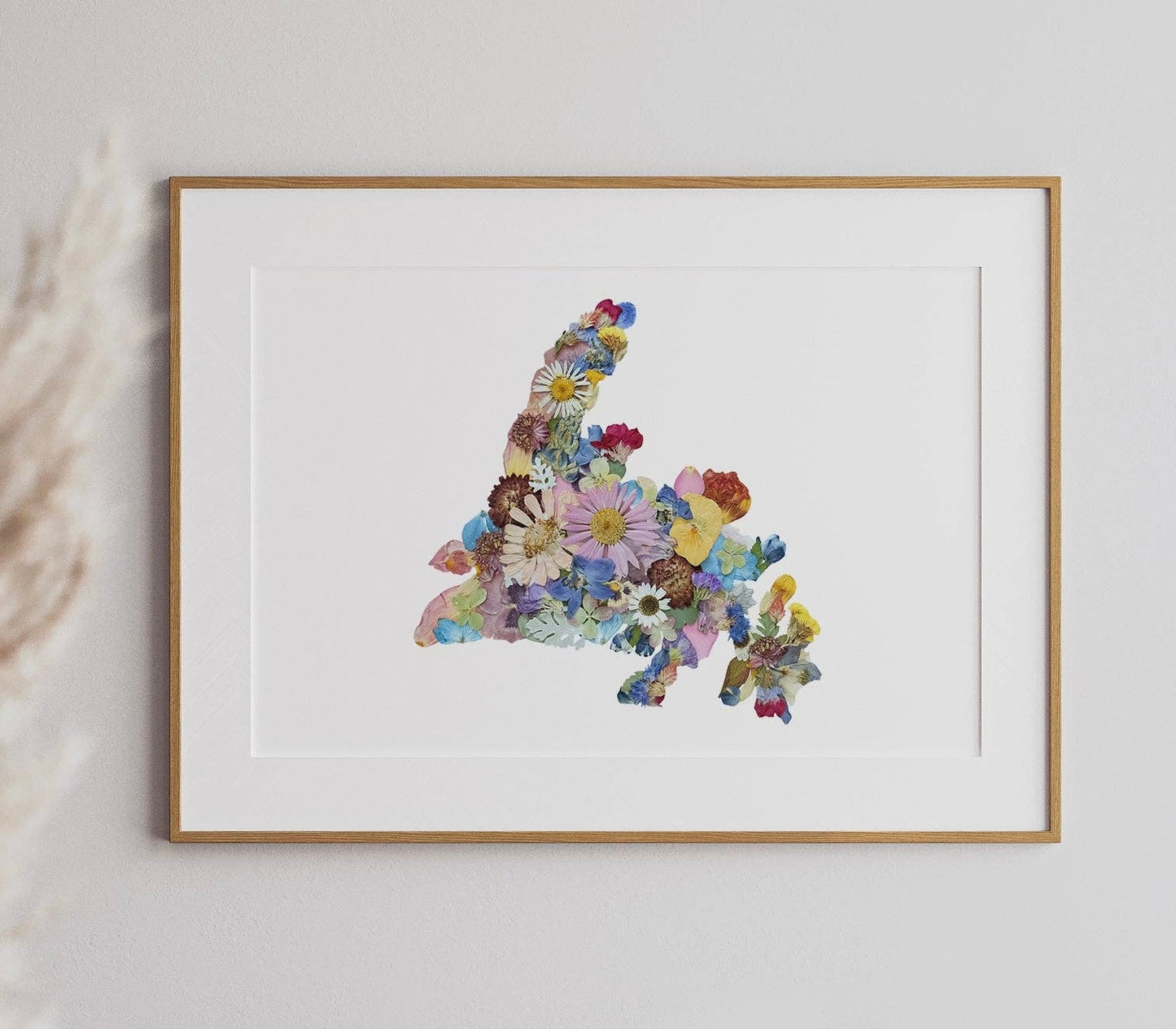 Newfoundland Map, Pressed Flower Art Print (Unframed)