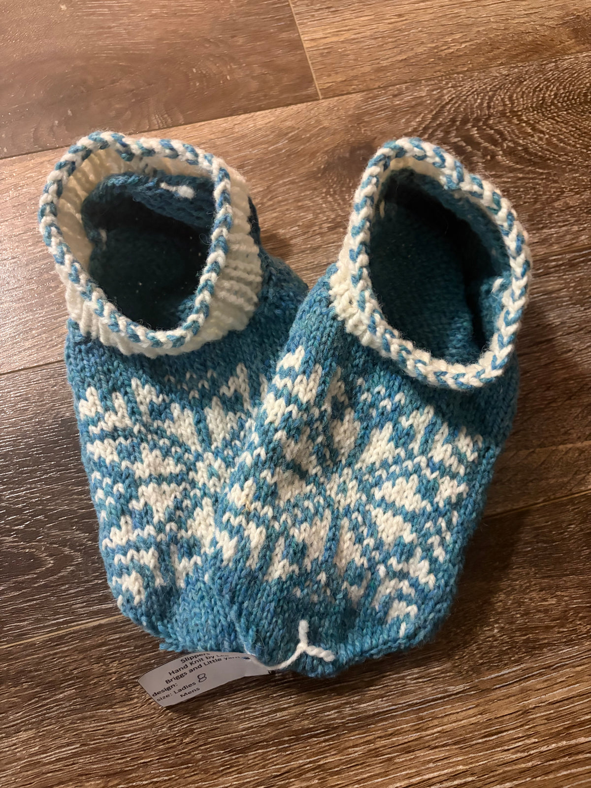 Unisex Snowflake Knitted Slippers Briggs and Little Yarn - Turquoise