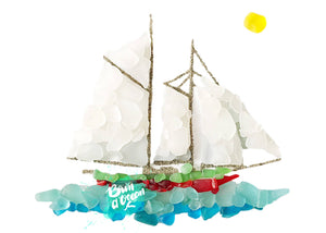 Sailboat Sea Glass greeting card, Sailboat, all occasion
