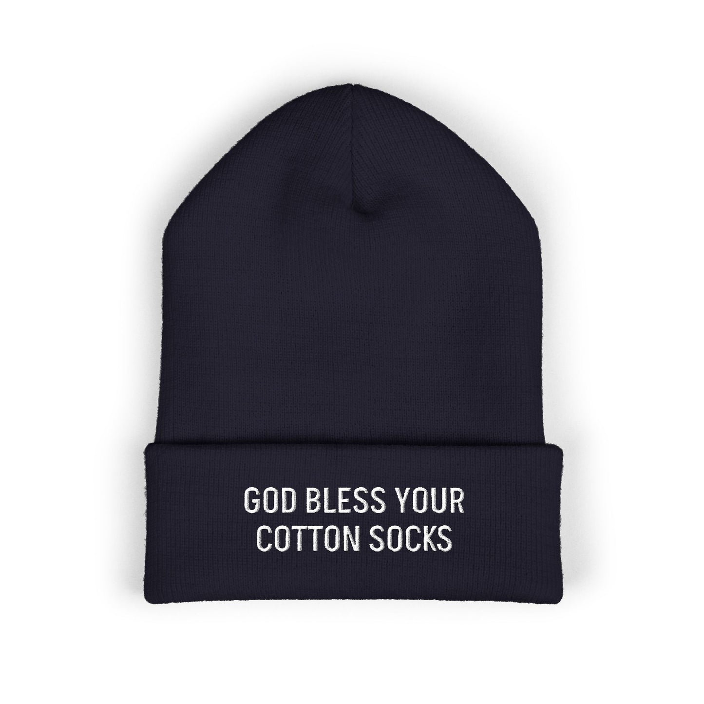 God Bless Your Cotton Socks Cuffed Beanie (Embroidery)