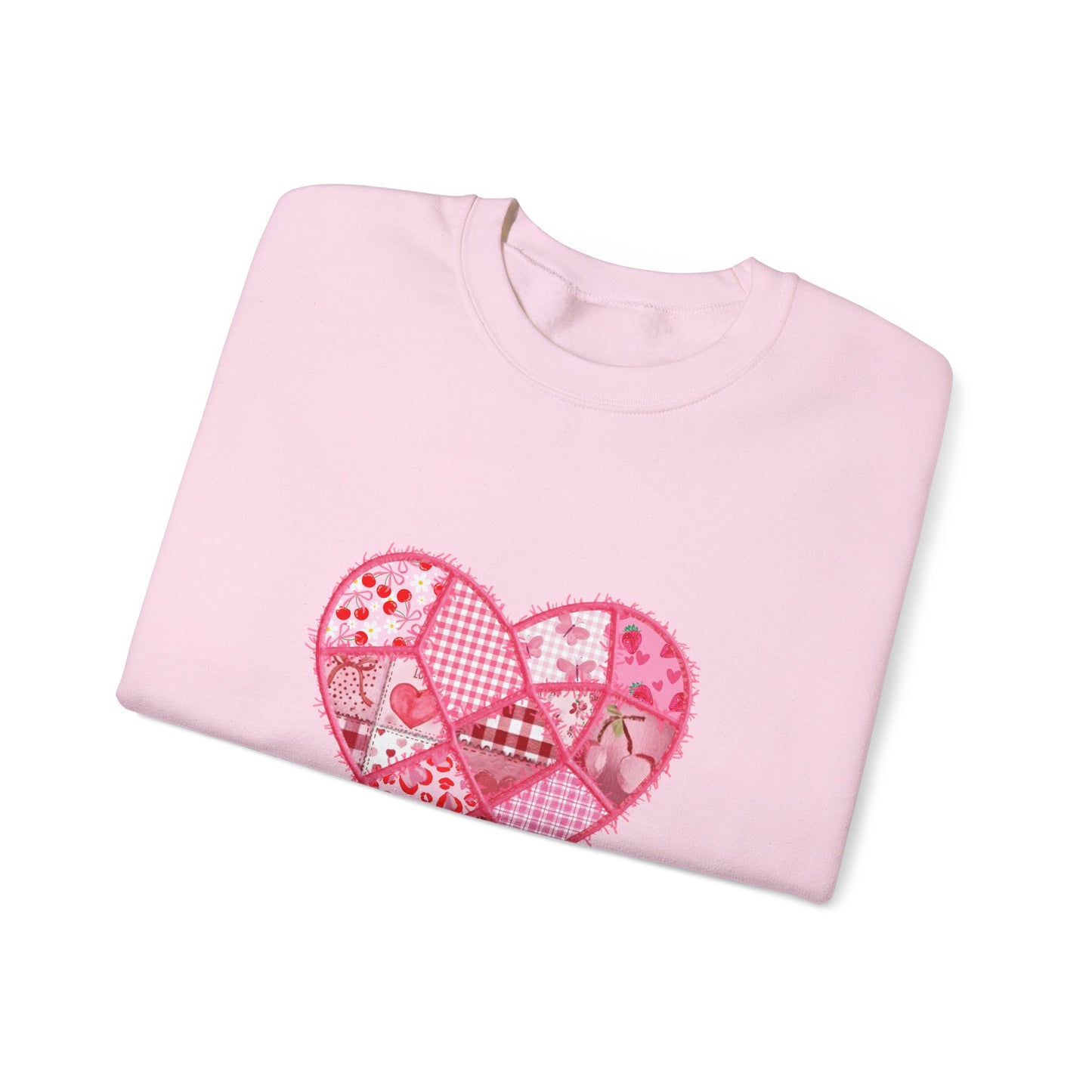 Valentine Patchwork Heart Crewneck Sweatshirt