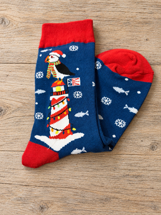 Puffin Lighthouse Christmas Socks Ladies Sz 7-9