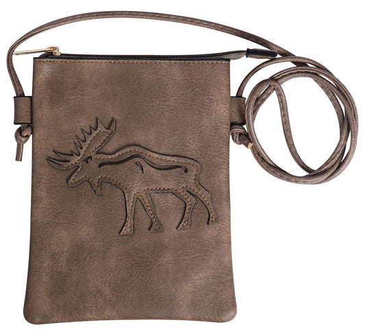 Moose laser cut crossbody cellphone bag - Taupe