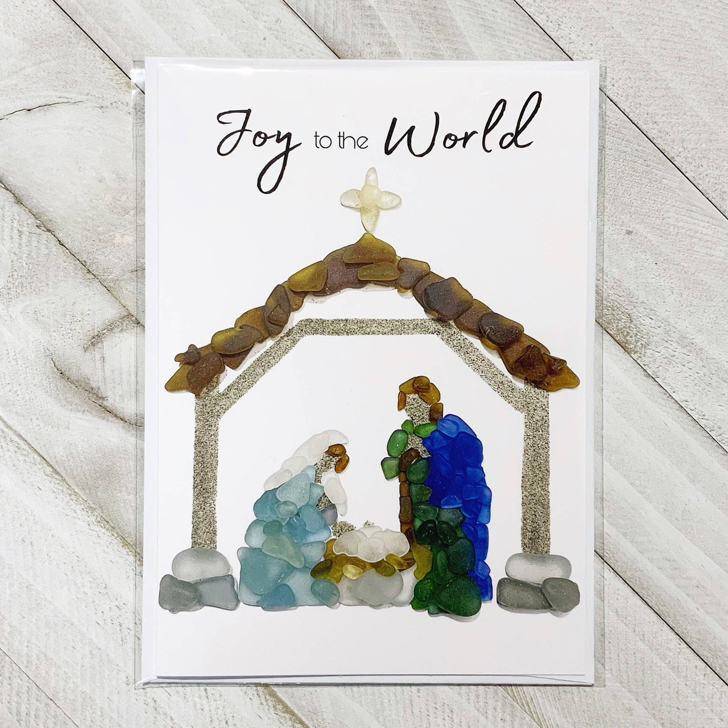 Sea Glass Christmas card, Christmas card, Nativity Scene