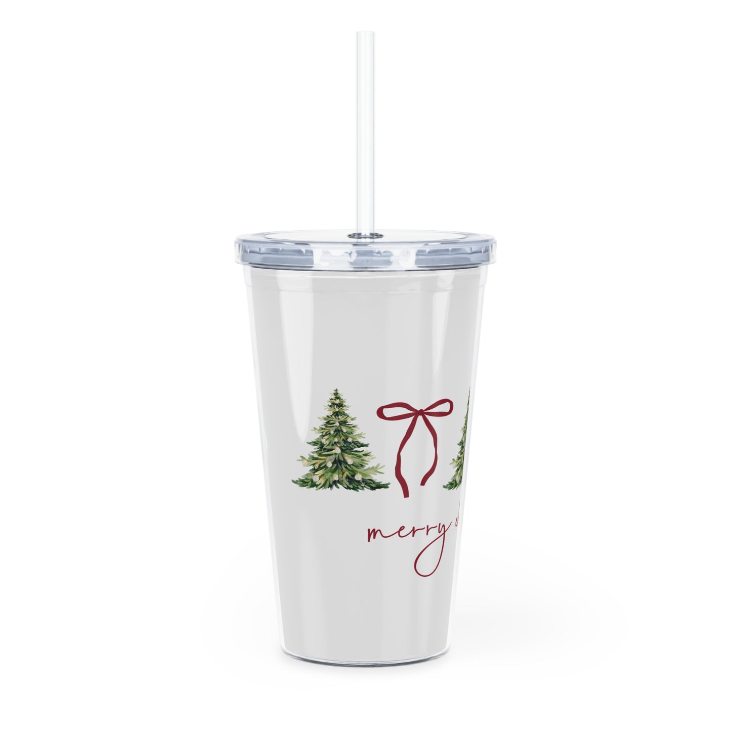Merry Christmas Tumbler with Straw