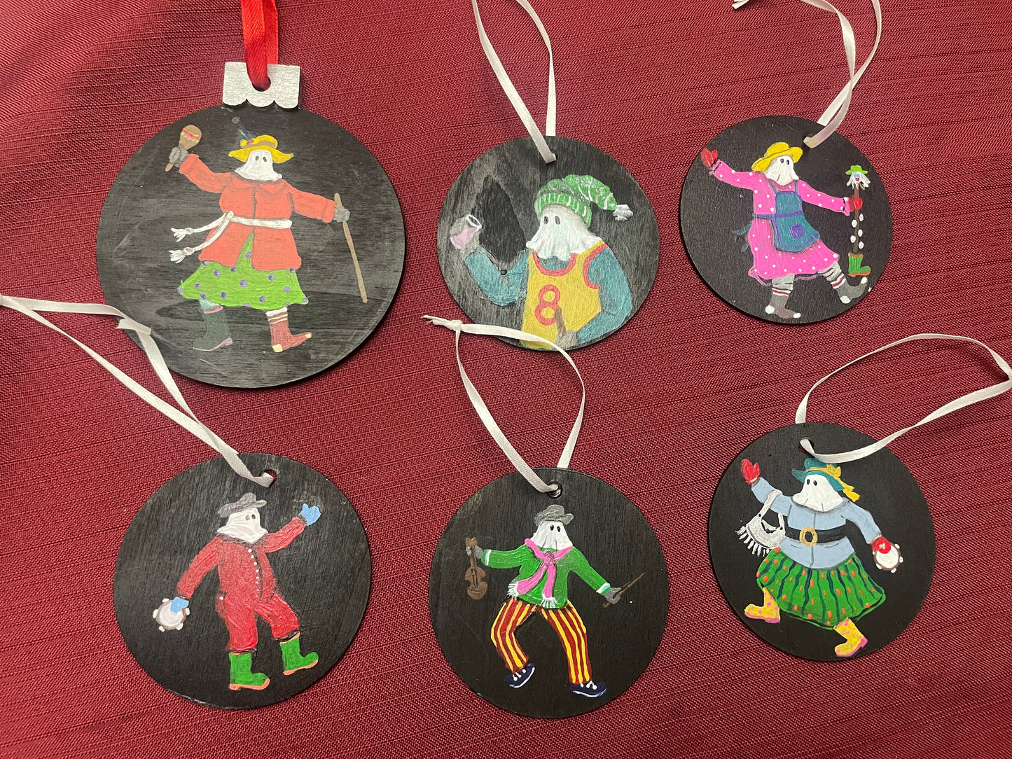 Hand Painted Wooden Mummer Ornaments