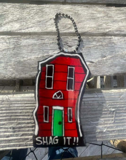 Rowhouse Hand Painted Slate Ornament - Shag It