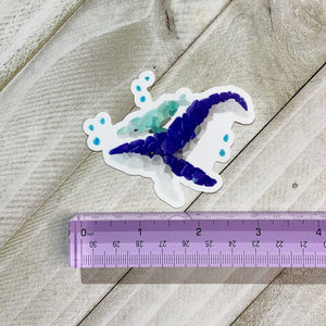 Waterproof Sticker, Sea Glass Whale & baby, Vinyl Sticker