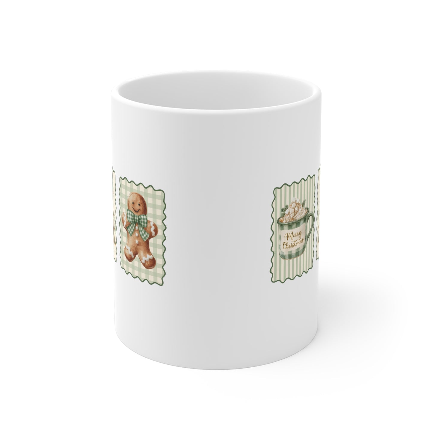 Hot Chocolate Trees & Gingerbread Ceramic Mug 11 oz
