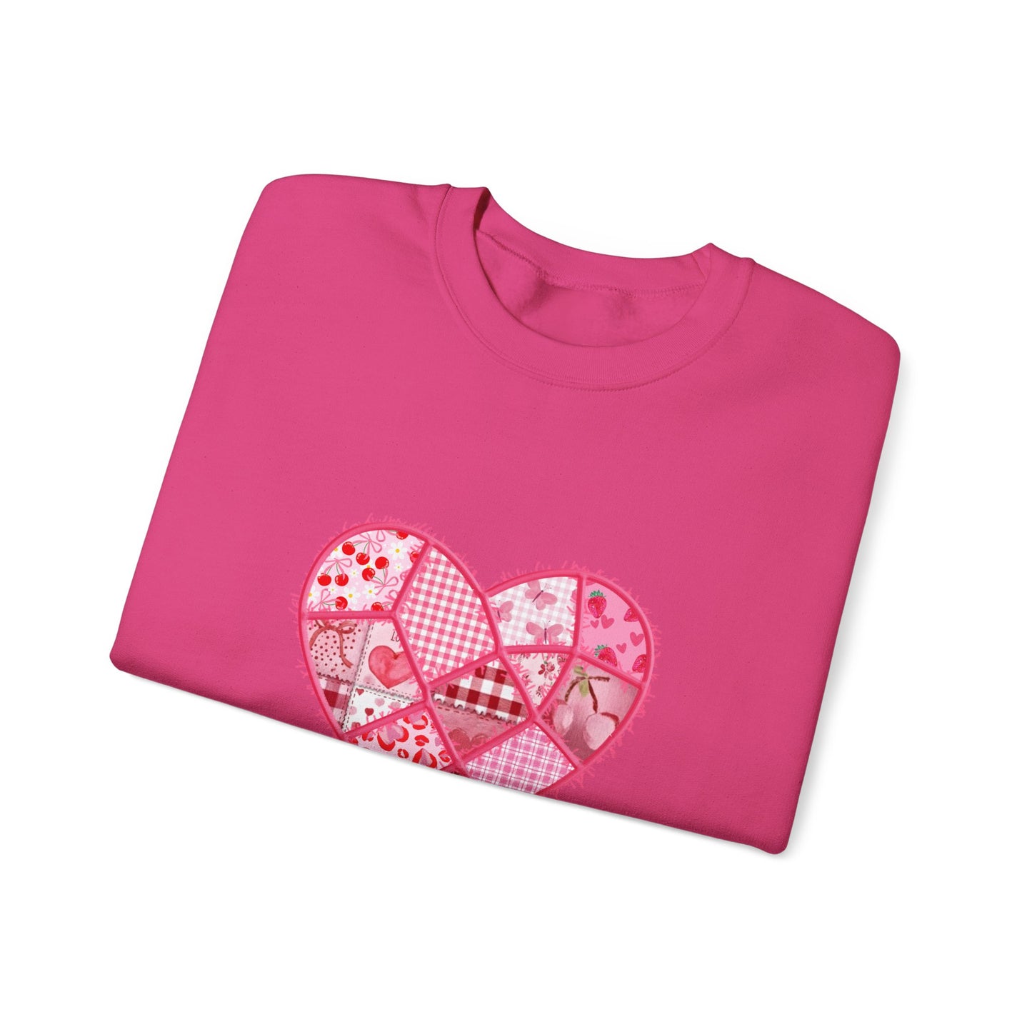 Valentine Patchwork Heart Crewneck Sweatshirt