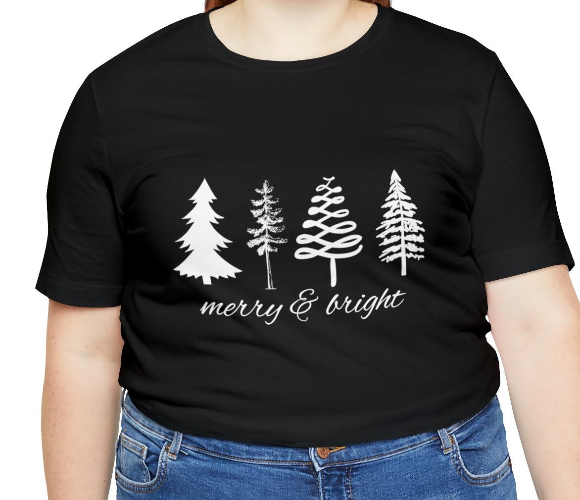 Merry & Bright Christmas Tree Tshirt