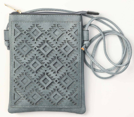Navy Aztec cut crossbody cellphone bag