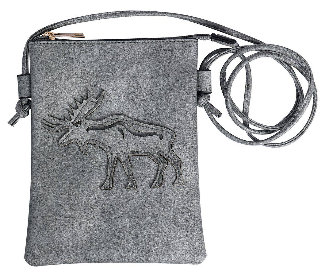 Moose laser cut crossbody cellphone bag - Grey