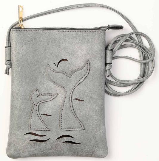 Whale Tail crossbody cellphone bag - Grey