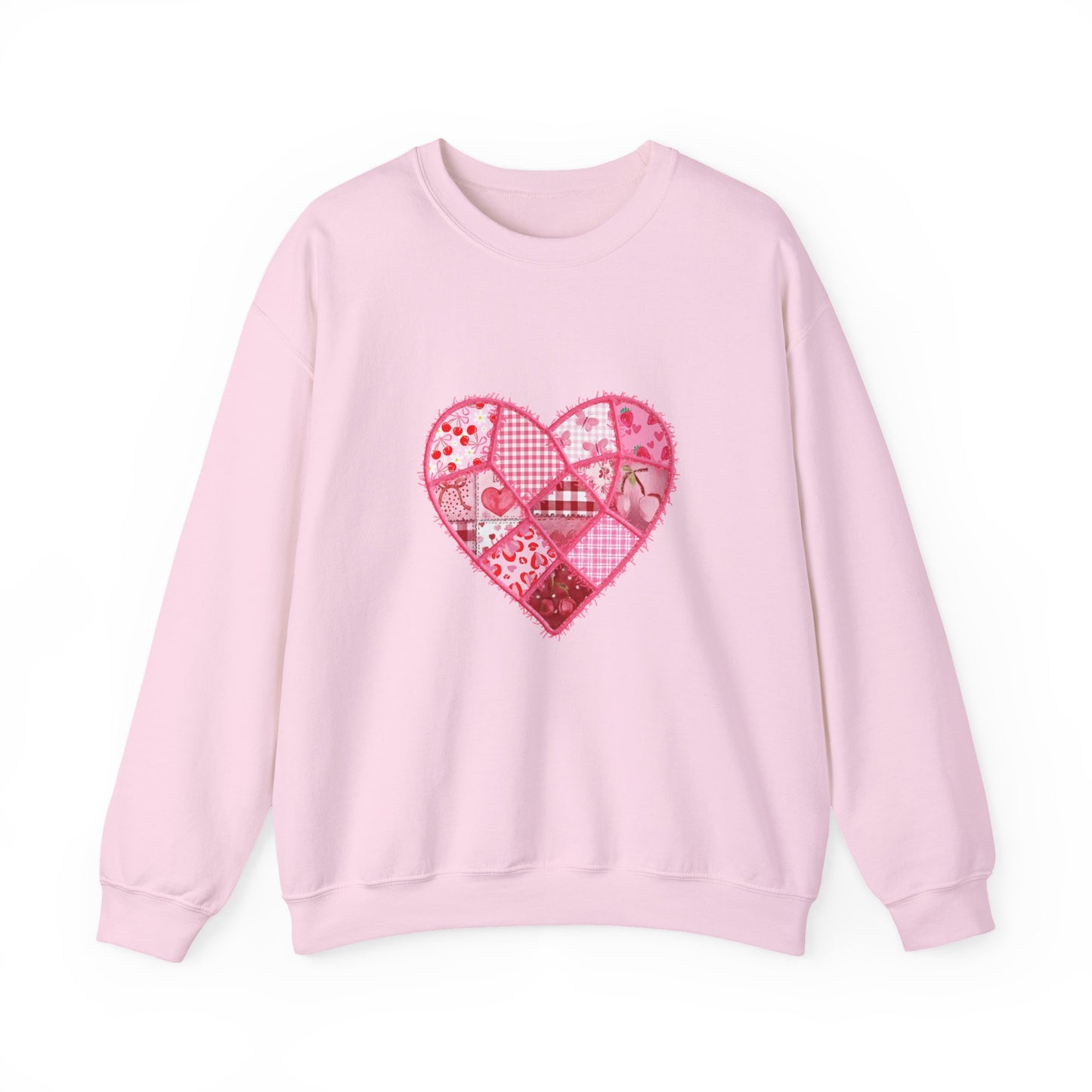 Valentine Patchwork Heart Crewneck Sweatshirt