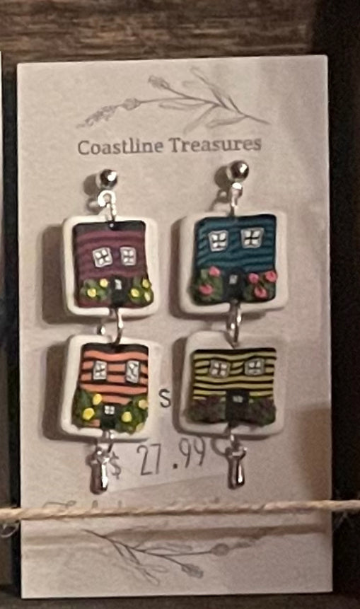 Handmade Rowhouses Clay Dangle Earrings