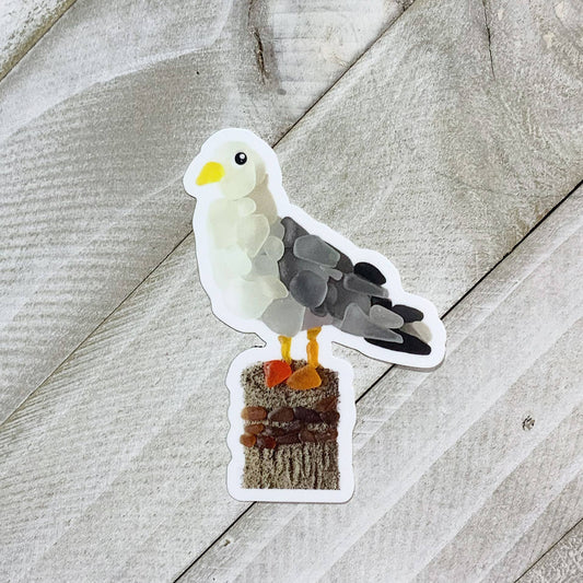 Waterproof Sticker, Sea Glass Seagull, Vinyl Sticker