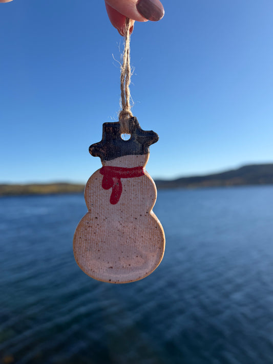 Handcrafted Ceramic Snowman Ornament