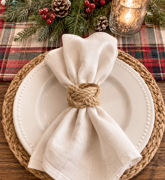 Rustic Rope Napkin Rings - Set of 4