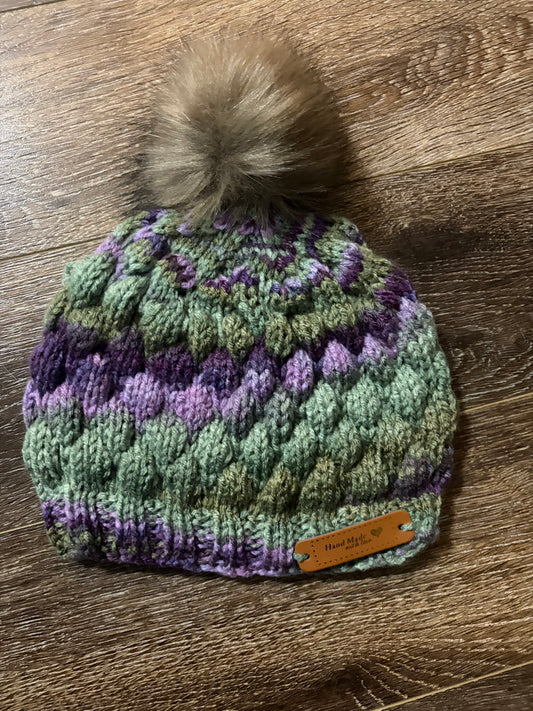 Girl Knitted Mix Color Pom Pom Hat
