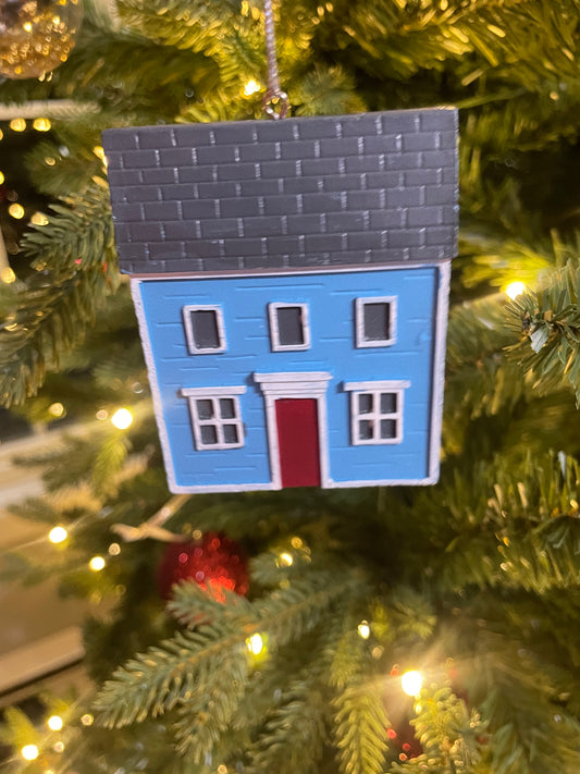 Saltbox House Ornament - Blue