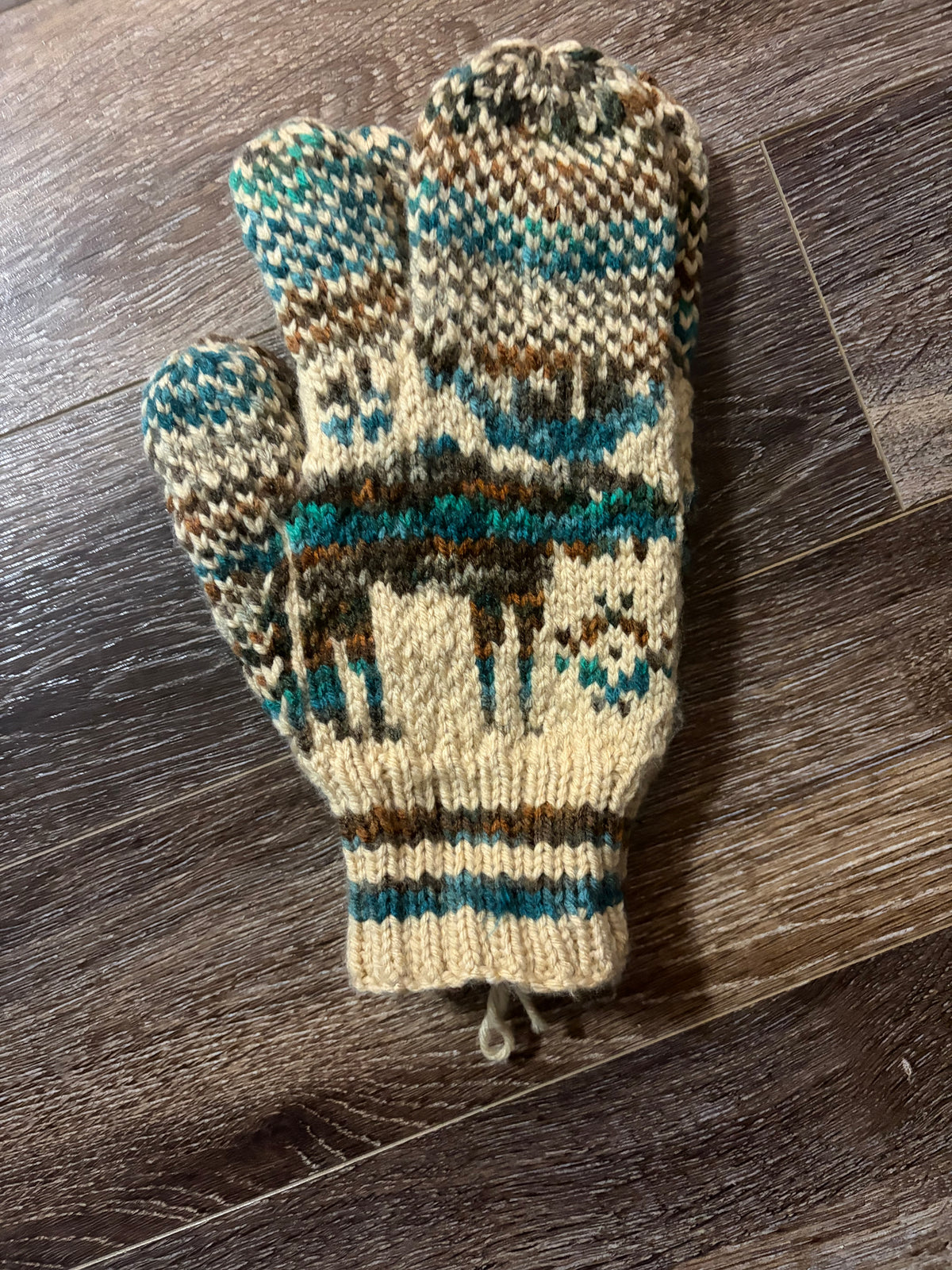 Men’s Knitted Moose Finger Trigger Mittens