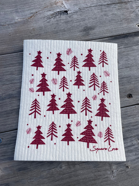 Christmas Holiday Forest Swedish Ecofriendly Dishcloth