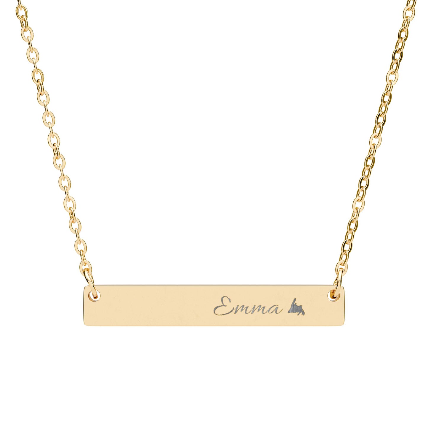 Horizontal Engraved Personalized Name Bar Necklace - 5 Colors