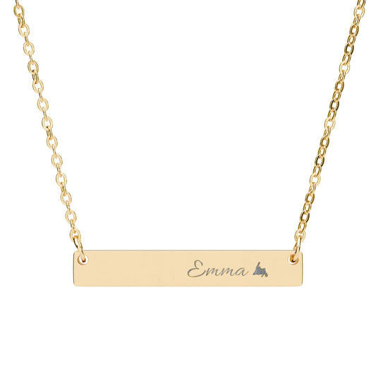 Personalized Engraved Stainless Steel Bar Necklace - 5 Colors