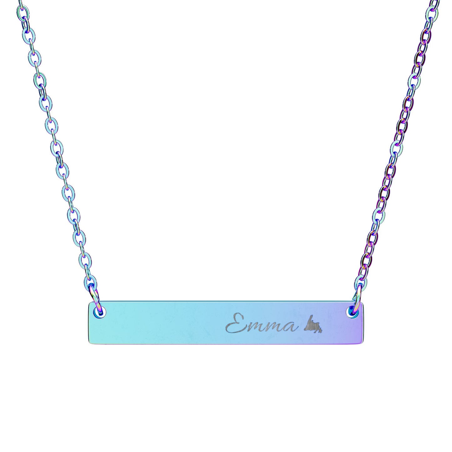 Horizontal Engraved Personalized Name Bar Necklace - 5 Colors