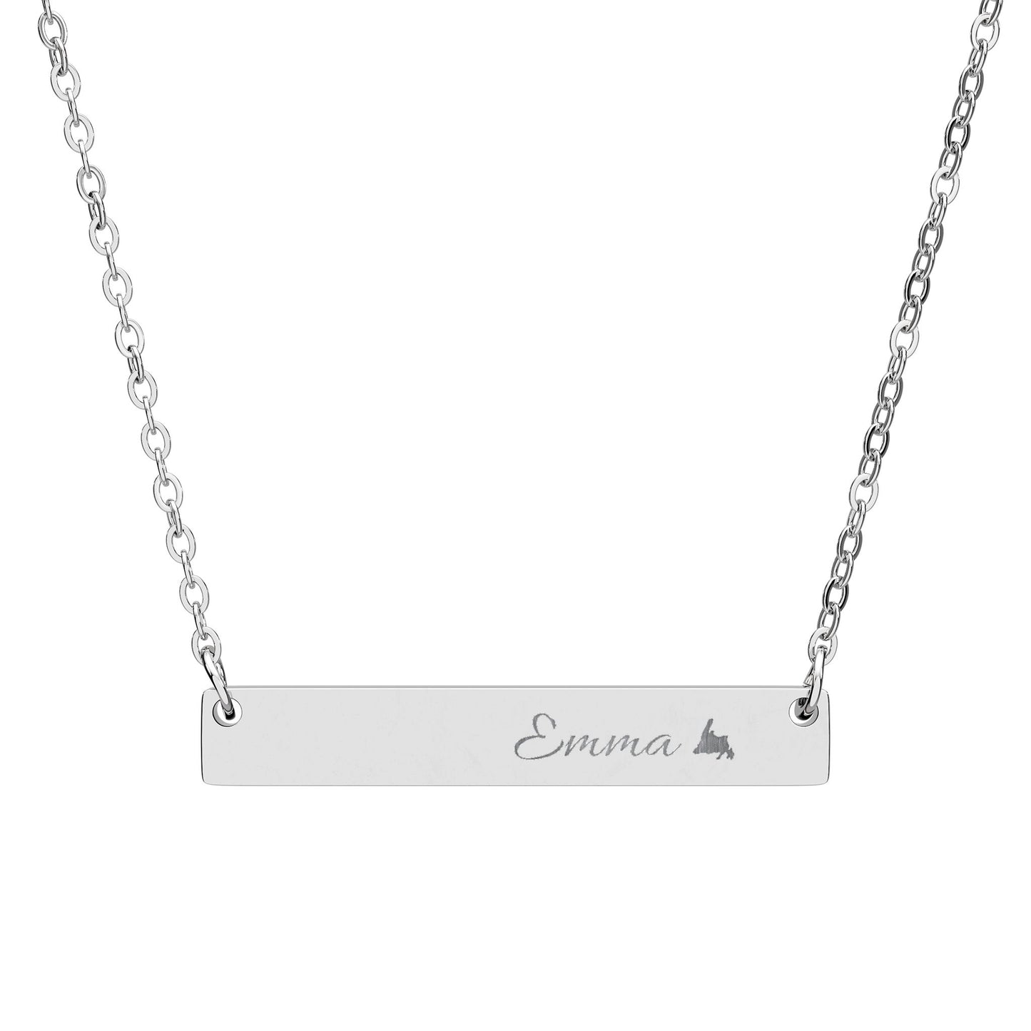 Horizontal Engraved Personalized Name Bar Necklace - 5 Colors