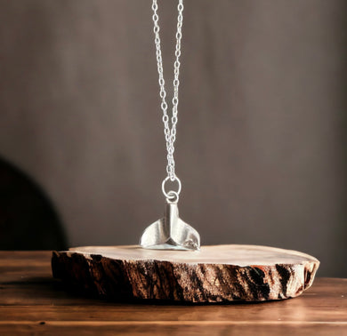 Tiny Sterling Silver Whale Tail Necklace